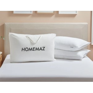 HOMEMAZ Standard Size Bed Pillows Premium Down Alternative Cooling Pillows for Side, Back, and Stomach Sleepers Hotel Quality Fluffy Soft Microfiber Fill Breathable Skin-Friendly